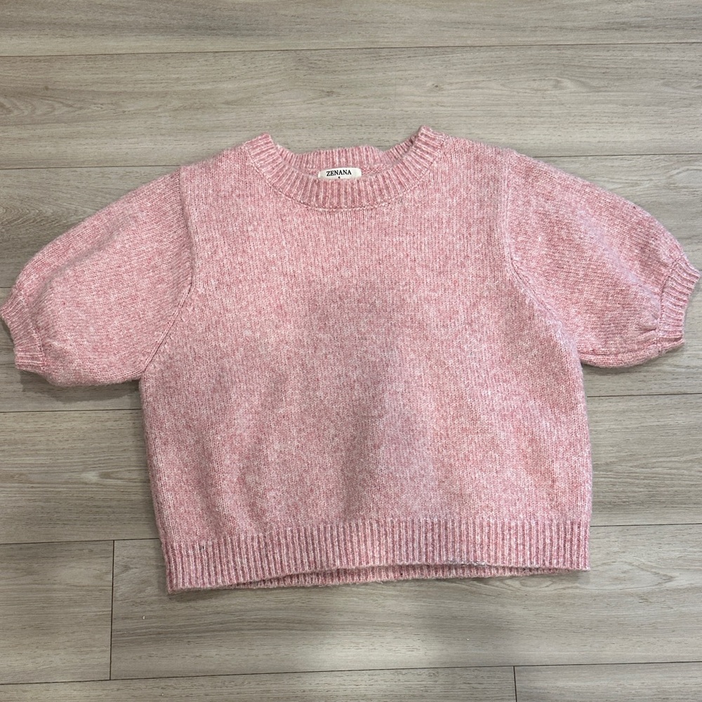 Zenana Pink Short-Sleeve Knit Sweater